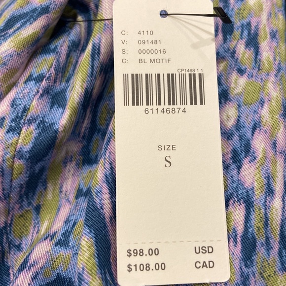 Anthropologie oversized long sleeve overlapping twist front print blouse - Picture 9 of 11